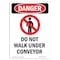 Signmission OSHA Danger Sign, Do Not Walk Under Conveyor, 10in X 7in Rigid Plastic, 7" W, 10" H, Portrait OS-DS-P-710-V-1182 - alternate 1